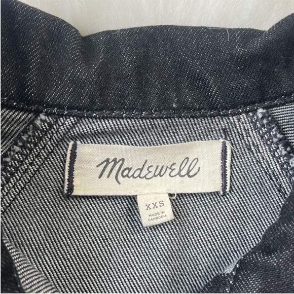 Madewell Cropped Black Denim Jacket Lunar Wash XXS 90s Fit - Picture 4 of 11